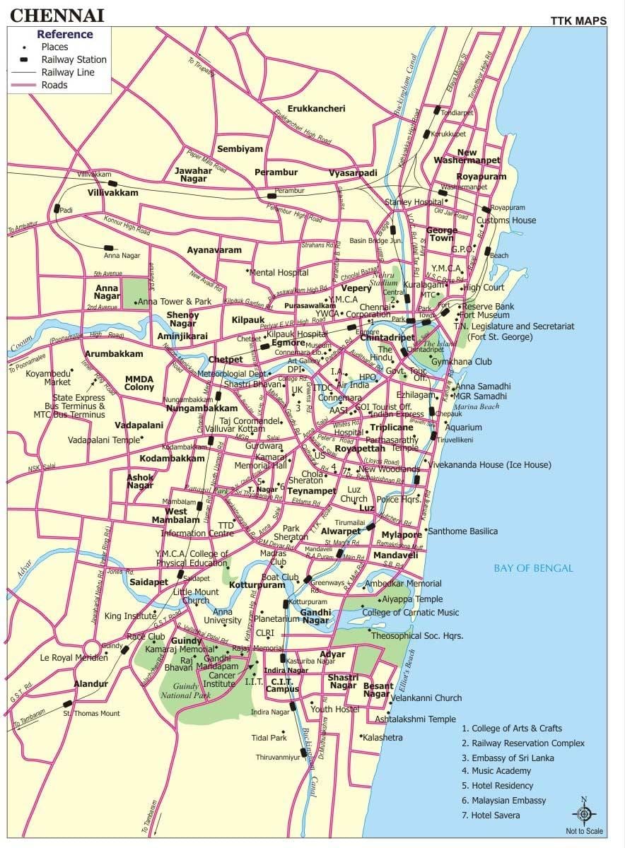 kelių žemėlapis Chennai