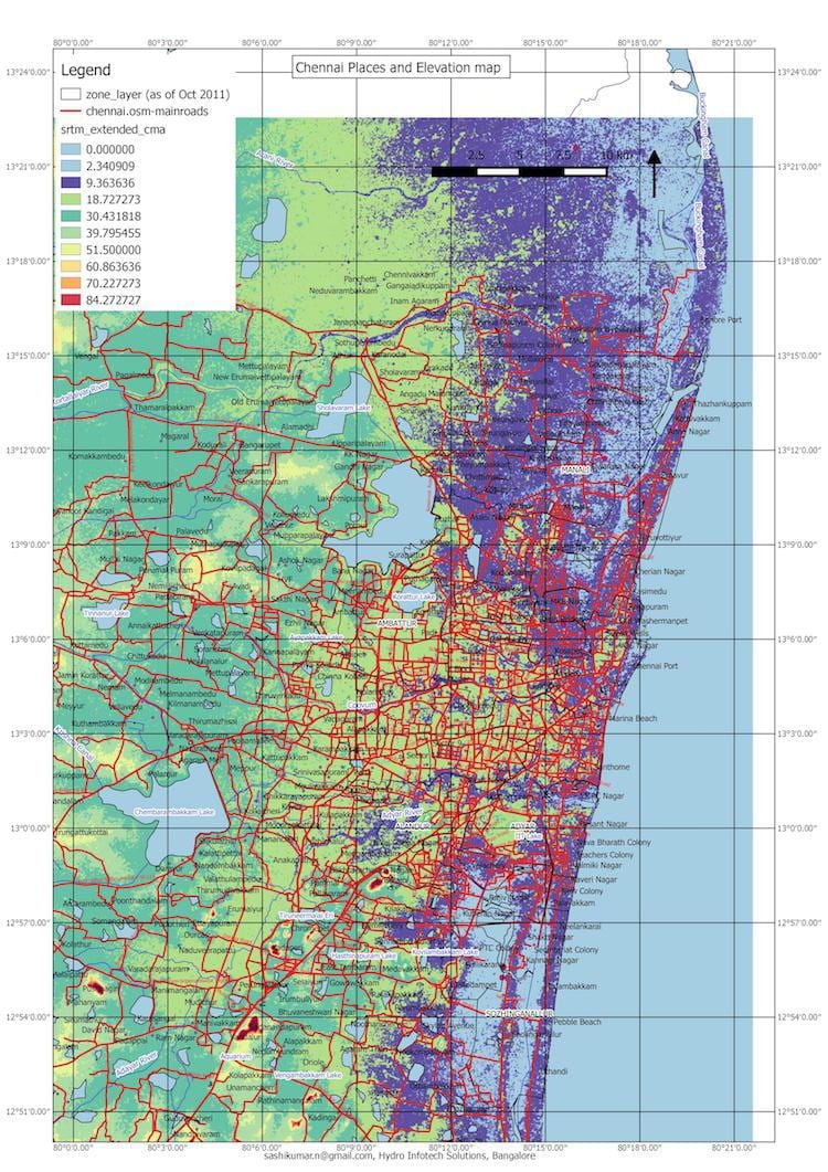potvynių žemėlapis Chennai