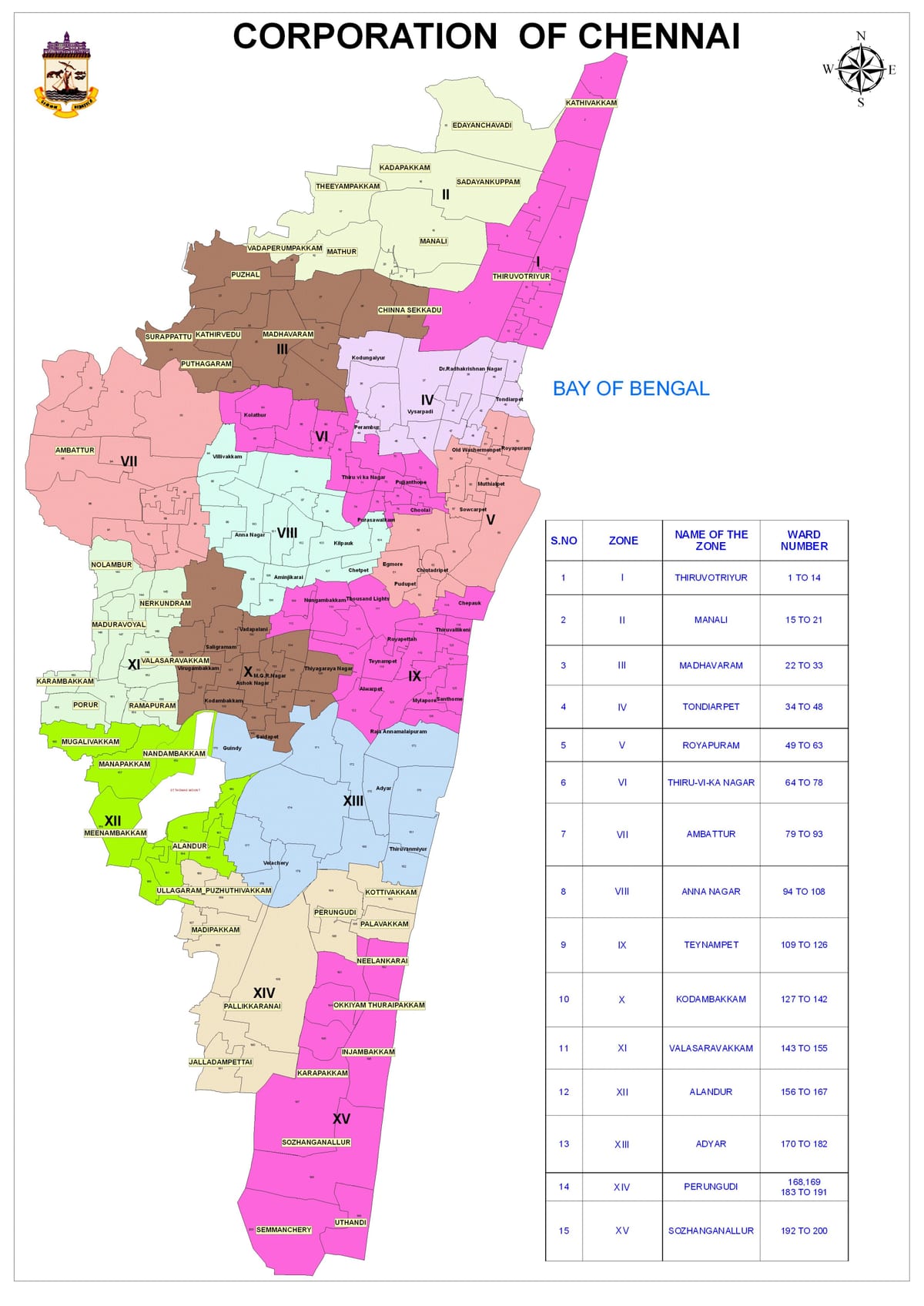 Chennai corporation seniūnijos žemėlapis