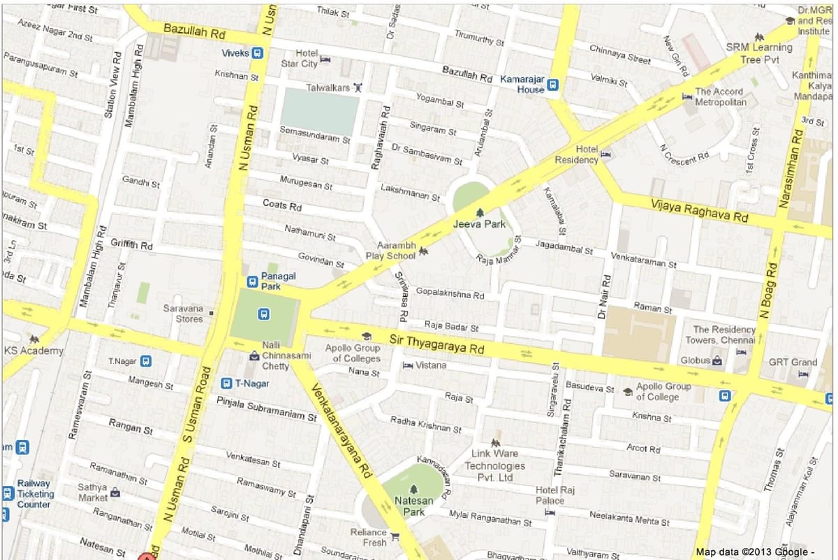 žemėlapis Chennai t Nagar