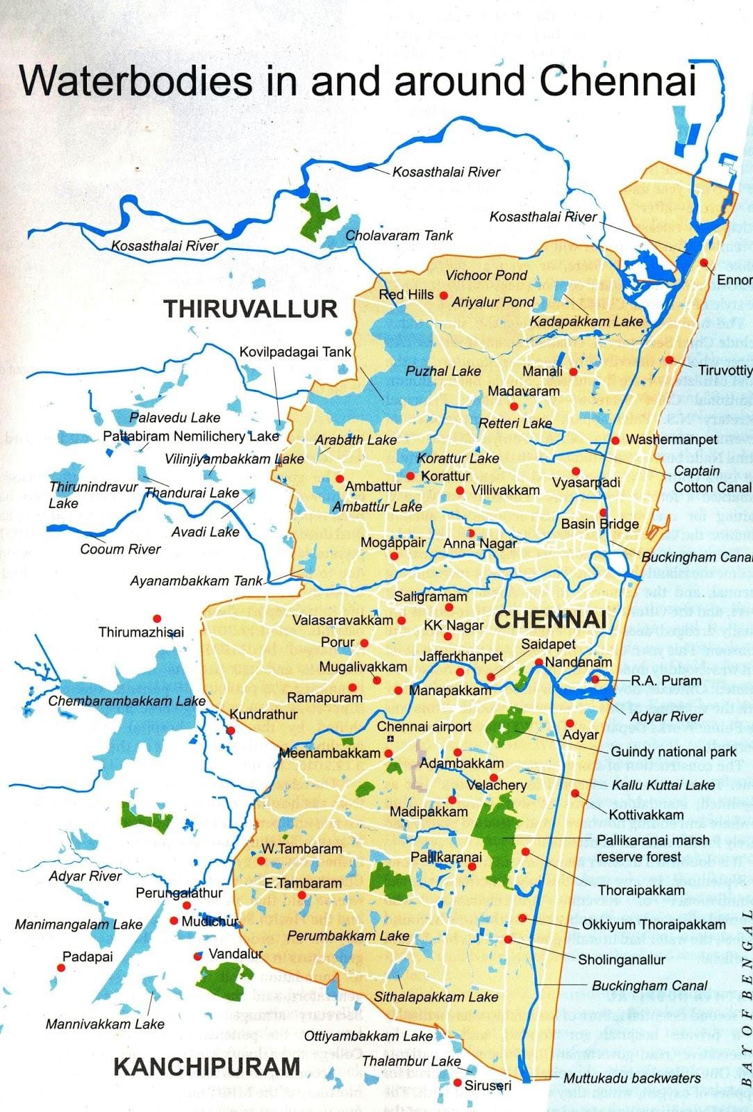 upės žemėlapis Chennai